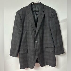 Peter Millar Blazer Men's 48R Grey Windowpane Plaid Wool Sport Coat Lightweight
